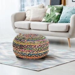 Viadurini Living Sitzsäcke|Sitzsäcke-Pouf aus Jute und Polystyrol in 2 verschiedenen Größen – Rost