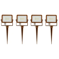 Viadurini Lighting Gartenlampion-Projektor, LED-Außenstrahler aus Corten-Aluminium 4 Stück - Hellblau