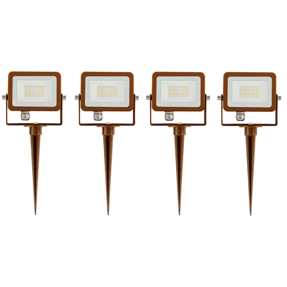 Viadurini Lighting Gartenlampion-Projektor, LED-Außenstrahler aus Corten-Aluminium 4 Stück - Hellblau