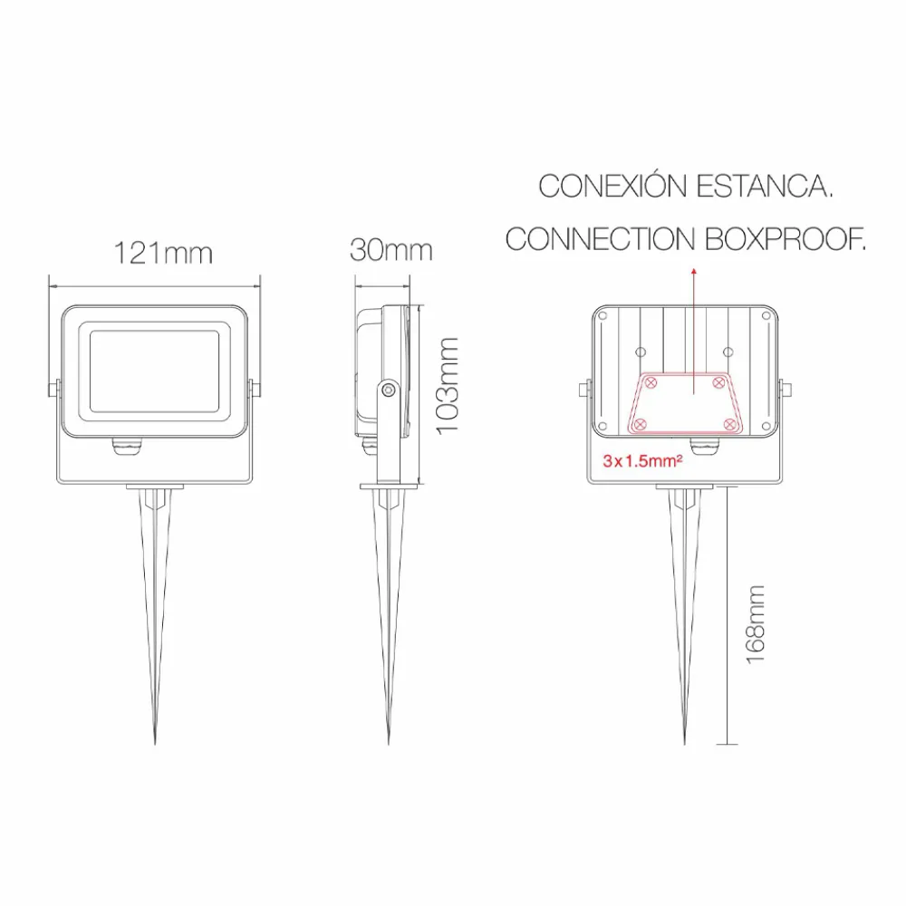 Viadurini Lighting Gartenlampion-Projektor, LED-Außenstrahler aus Corten-Aluminium 4 Stück - Hellblau