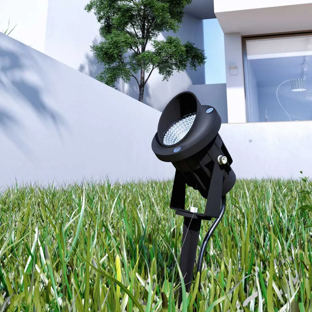 Viadurini Lighting Gartenlampion-Projektor, LED-Einbaustrahler aus mattschwarzem Aluminium 4 Stück - Obrina