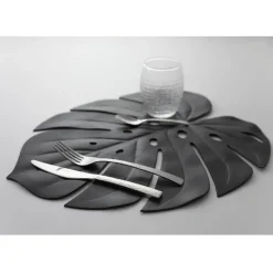 Viadurini Kitchen Amerikanische Tischsets-Pvc Frühstücks-Tischsets sortierte grüne oder schwarze Blätter 12 Stück - Esther