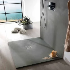 Viadurini Bathroom Quadratische Duschwannen-Quadratische Duschwanne 90x90 Betoneffekt mit Stahlgitter - Cupio