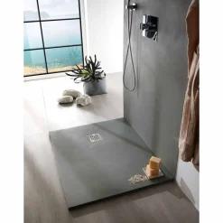 Viadurini Bathroom Quadratische Duschwannen-Quadratische Duschwanne 90x90 Betoneffekt mit Stahlgitter - Cupio