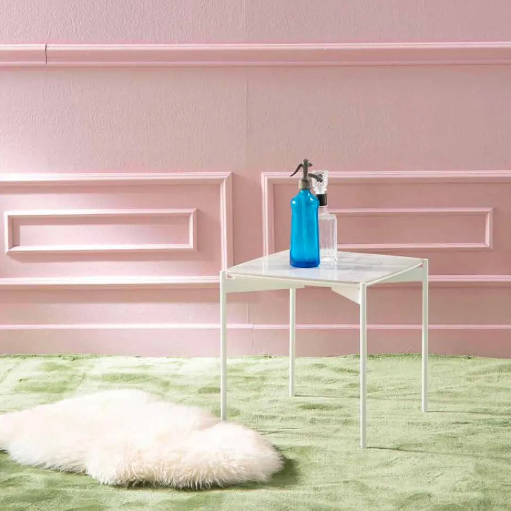 Viadurini Living Moderne Couchtische-Quadratischer Couchtisch aus Keramik und Metall im modernen Design - Porcupine