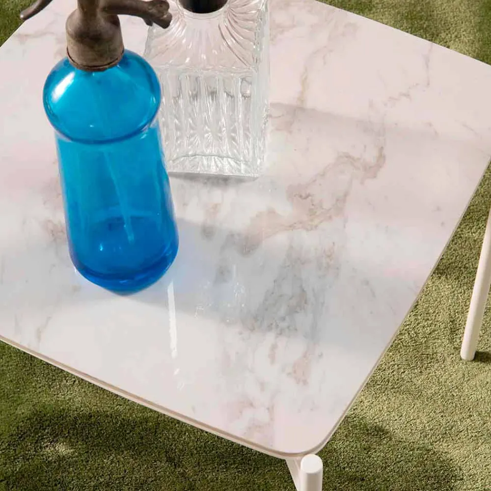 Viadurini Living Moderne Couchtische-Quadratischer Couchtisch aus Keramik und Metall im modernen Design - Porcupine