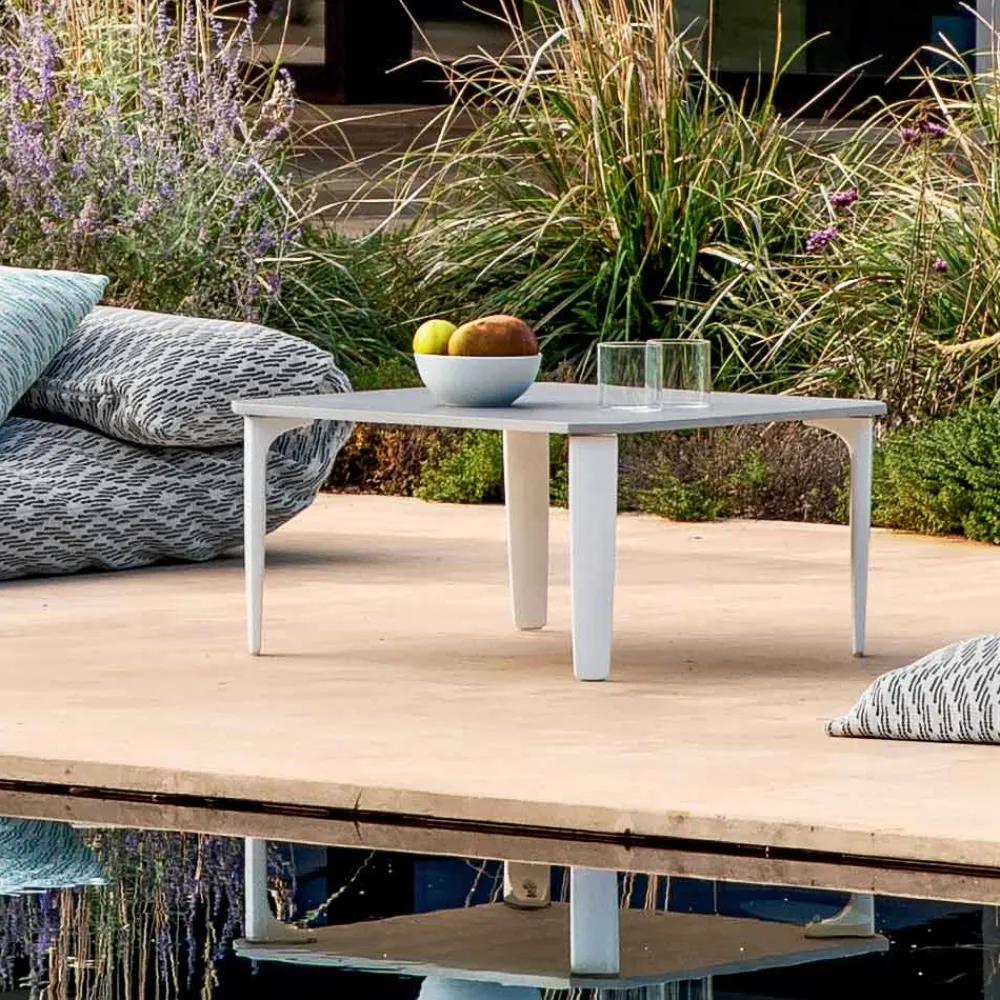 Viadurini in the Garden Garten Beistelltisch-Quadratischer Couchtisch im Freien aus Aluminium und hochwertigem Gres - Filomena