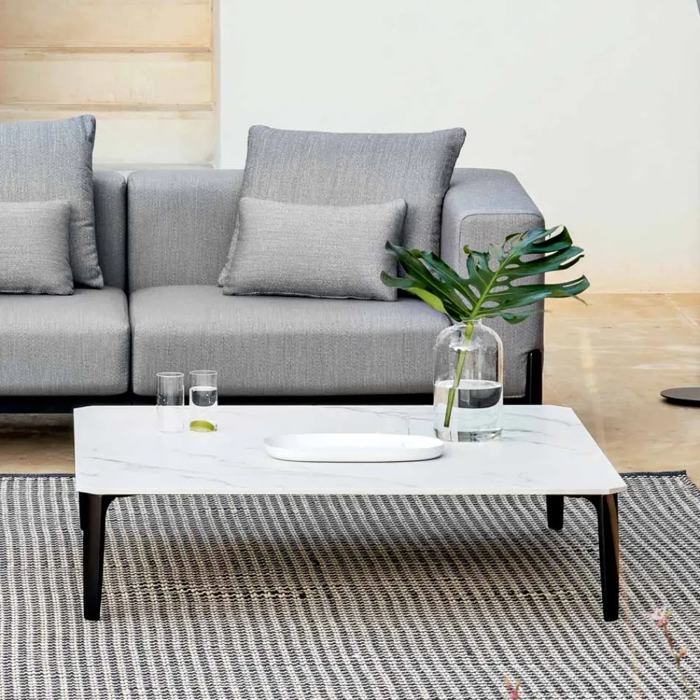 Viadurini in the Garden Garten Beistelltisch-Quadratischer Couchtisch im Freien aus Aluminium und hochwertigem Gres - Filomena