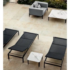 Viadurini in the Garden Garten Beistelltisch-Quadratischer Couchtisch im Freien aus Aluminium und hochwertigem Gres - Filomena