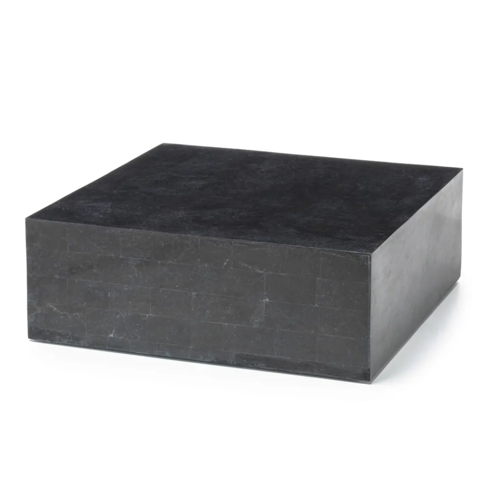 Viadurini Living Couchtische Aus Stein-Quadratischer Couchtisch aus schwarzem Fossilstein – Florida