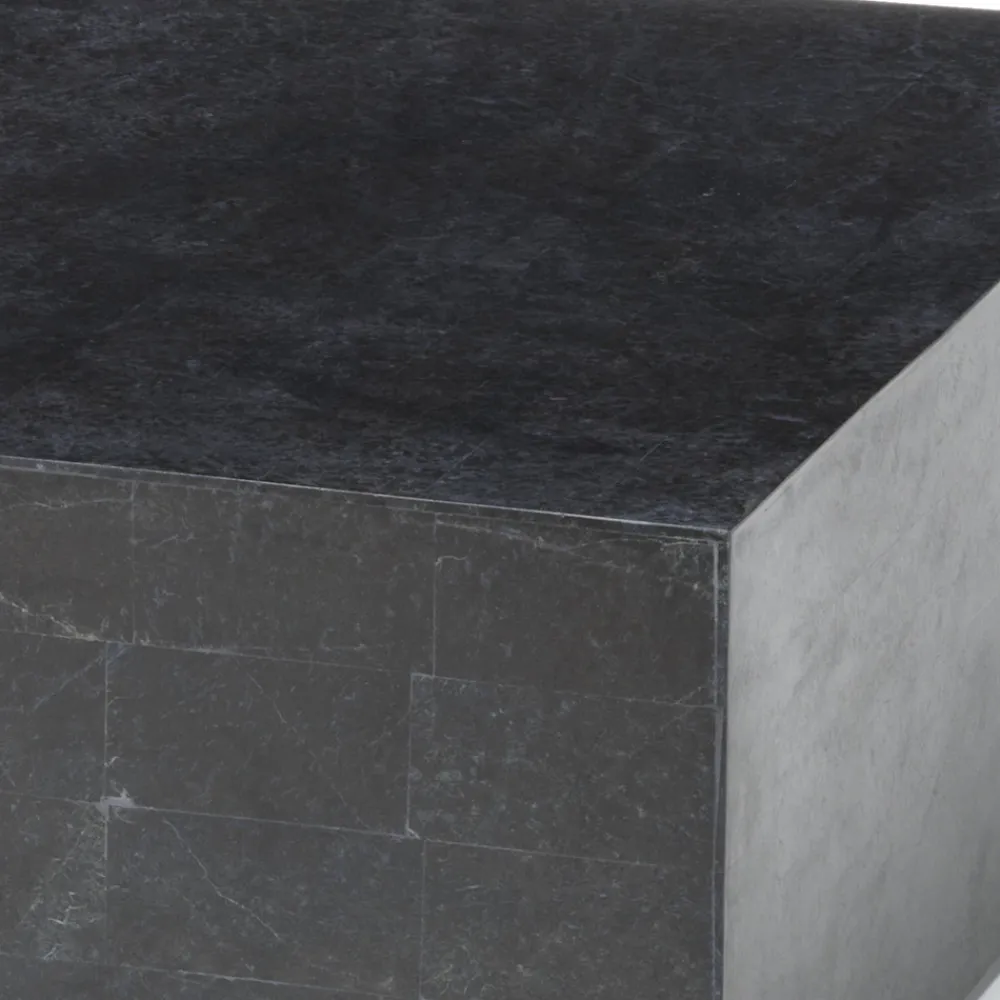 Viadurini Living Couchtische Aus Stein-Quadratischer Couchtisch aus schwarzem Fossilstein – Florida