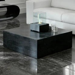 Viadurini Living Couchtische Aus Stein-Quadratischer Couchtisch aus schwarzem Fossilstein – Florida