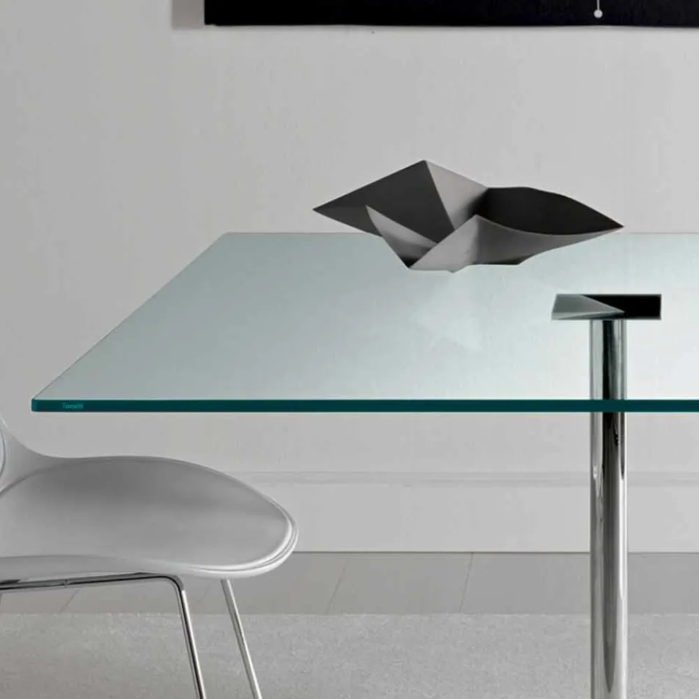 Viadurini Living Esstische Nach Mass|Esstische-Quadratischer Esstisch aus extraleichtem Glas und Metall Made in Italy - Dolce