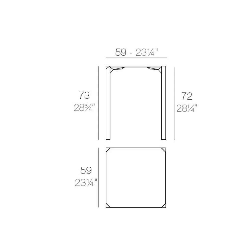 Vondom Gartentische Fest-Quadratischer Esstisch Quartz, modernes Design, 2 Stücke