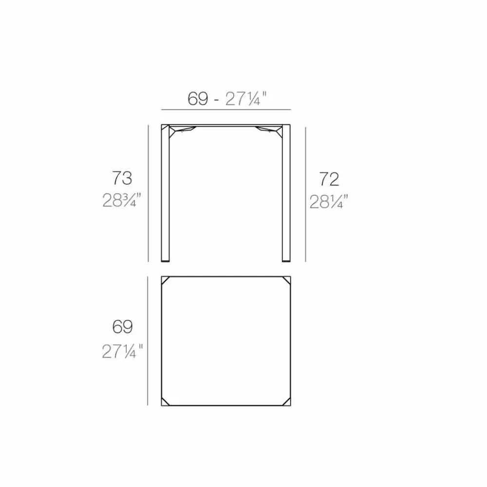 Vondom Gartentische Fest-Quadratischer Esstisch Quartz, modernes Design, 2 Stücke