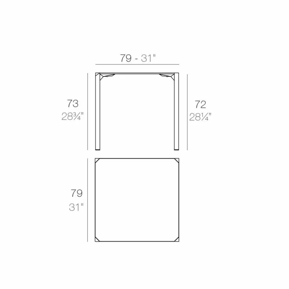 Vondom Gartentische Fest-Quadratischer Esstisch Quartz, modernes Design, 2 Stücke