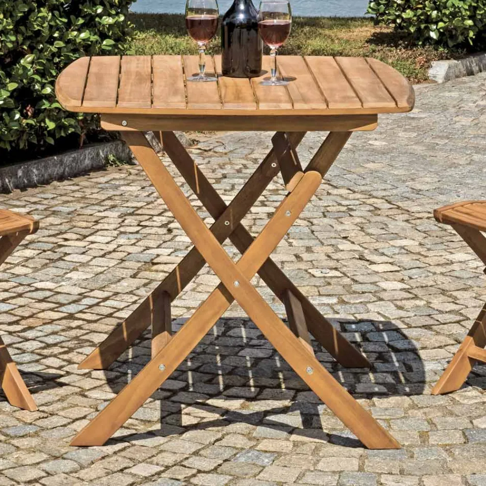 Viadurini in the Garden Gartentische Aus Teakholz-Quadratischer Gartentisch aus Akazienholz - Sunset