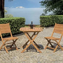 Viadurini in the Garden Gartentische Aus Teakholz-Quadratischer Gartentisch aus Akazienholz - Sunset