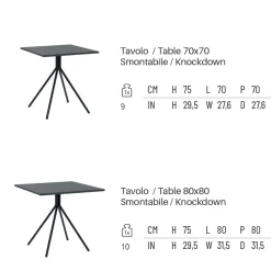 Viadurini in the Garden Gartentische Fest-Quadratischer Gartentisch aus verzinktem Stahl Made in Italy - Ralph