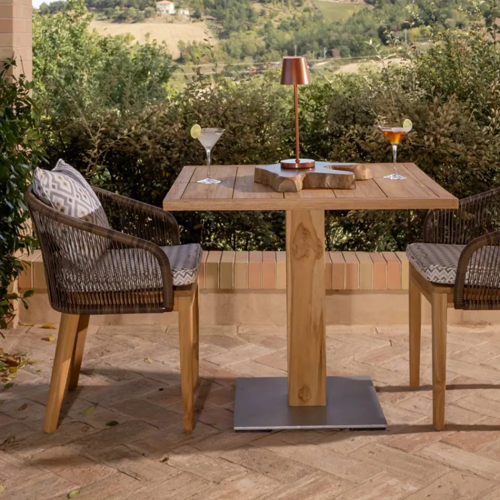 Viadurini in the Garden Gartentische Aus Teakholz-Quadratischer Gartentisch aus Teak und Metall - Marie