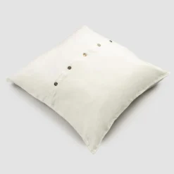 Viadurini Textile Kissenbezüge-Quadratischer Kissenbezug aus schwerem farbigem Leinen mit Knöpfen in Agoya - Mittelmeer