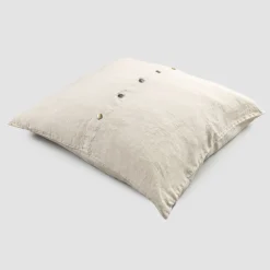 Viadurini Textile Kissenbezüge-Quadratischer Kissenbezug aus schwerem farbigem Leinen mit Knöpfen in Agoya - Mittelmeer