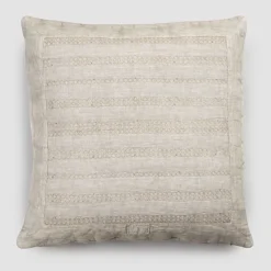 Viadurini Textile Kissenbezüge-Quadratischer Kissenbezug aus Kreideleinen oder Retro-Dekor mit Kugelnstickerei und Rahmen - Ellenbogen