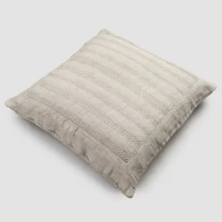 Viadurini Textile Kissenbezüge-Quadratischer Kissenbezug aus Kreideleinen oder Retro-Dekor mit Kugelnstickerei und Rahmen - Ellenbogen