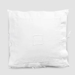 Viadurini Textile Kissenbezüge-Quadratischer Kissenbezug aus schwerem weißem Leinen und Schnürsenkel Made in Italy - Matero