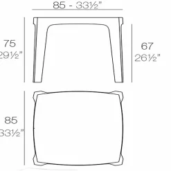 Vondom Gartentische Fest-Quadratischer Outdoor-Tisch Solid Polypropylen, modernes Design,4 Stück