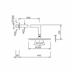 Viadurini Taps Duschköpfe-Quadratischer Stahlduschkopf mit Messingduscharm Made in Italy - Sespo
