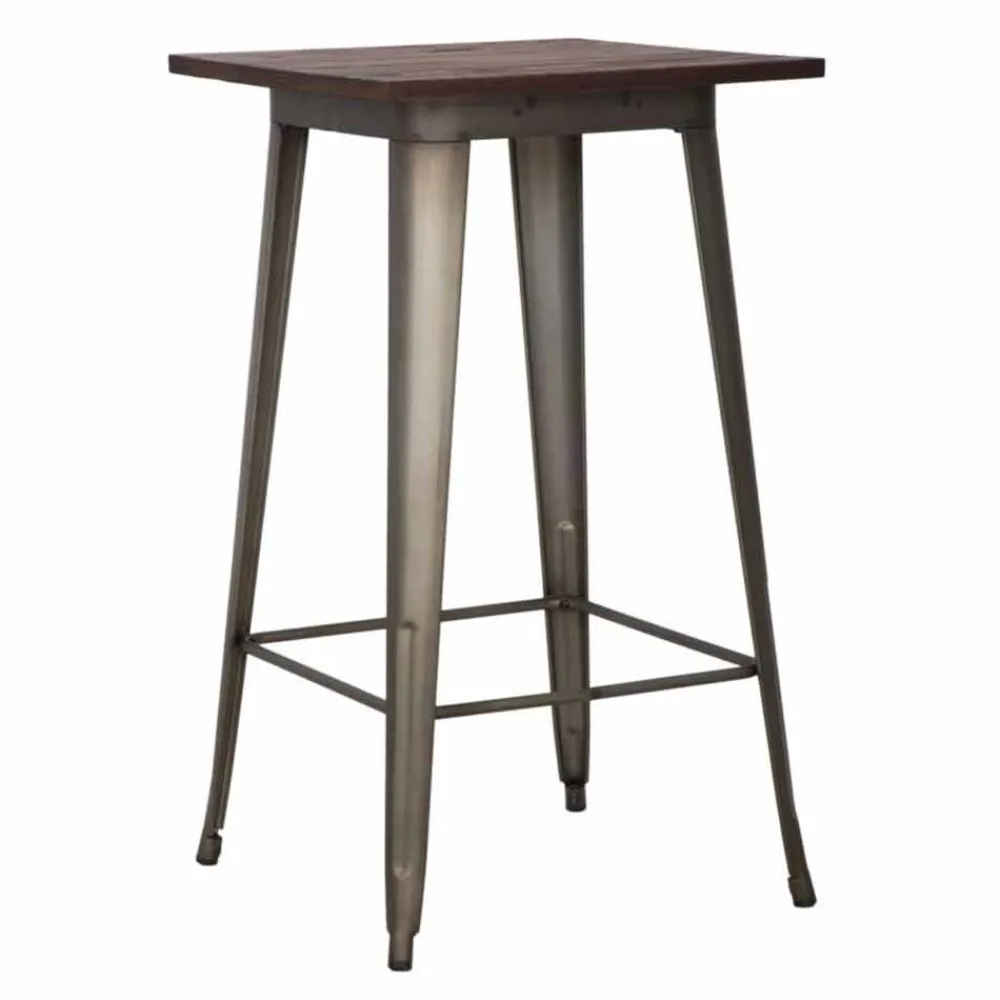 Viadurini Living Moderne Couchtische-Quadratischer Stehtisch im modernen Industriestil aus Eisen und Holz - Sophie