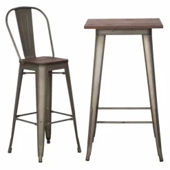 Viadurini Living Moderne Couchtische-Quadratischer Stehtisch im modernen Industriestil aus Eisen und Holz - Sophie