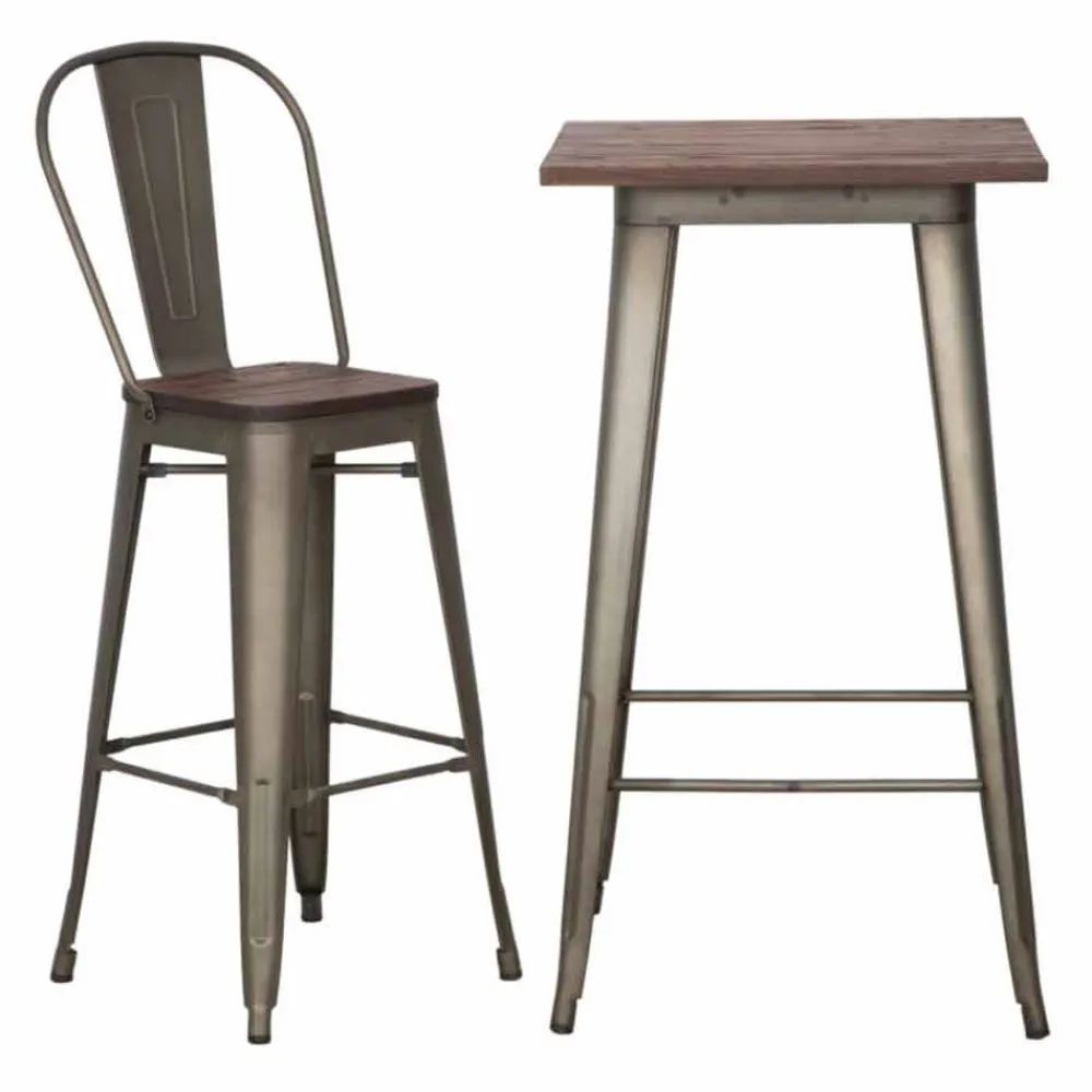 Viadurini Living Moderne Couchtische-Quadratischer Stehtisch im modernen Industriestil aus Eisen und Holz - Sophie