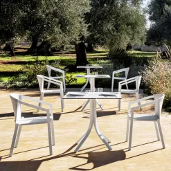 Viadurini in the Garden Garten Beistelltisch-Quadratischer Stehtisch im Freien mit 4 Aluminiumbeinen in 2 Farben - Filomena