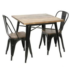 Viadurini in the Garden Gartentische Fest-Quadratischer Tisch aus Eisen und Holz für Innen und Außen - Schreibwaren