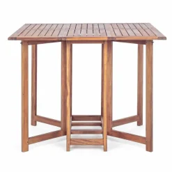 Viadurini in the Garden Gartentische Aus Teakholz-Quadratischer Tisch im Freien aus Akazienholz mit 4 Klappstühlen - Salbei