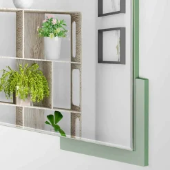 Viadurini Decor Wandspiegel-Quadratischer Wandspiegel des modernen Designs in verziertem grünem Holz - Labyrinth