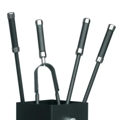 Viadurini Fire Design Kaminbesteck-Quadratischer Werkzeughalter aus Metall und 4 Zubehörteile, hergestellt in Italien – Iena