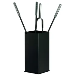 Viadurini Fire Design Kaminbesteck-Quadratischer Werkzeughalter aus Metall und 4 Zubehörteile, hergestellt in Italien – Iena