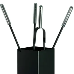 Viadurini Fire Design Kaminbesteck-Quadratischer Werkzeughalter aus Metall und 4 Zubehörteile, hergestellt in Italien – Iena