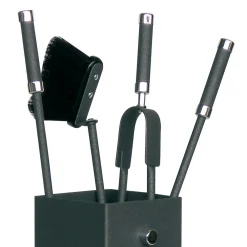 Viadurini Fire Design Kaminbesteck-Quadratischer Werkzeughalter aus Metall und 4 Zubehörteile, hergestellt in Italien – Iena