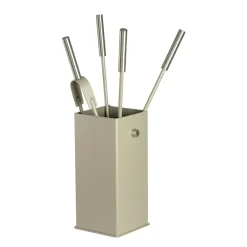 Viadurini Fire Design Kaminbesteck-Quadratischer Werkzeughalter aus Metall und 4 Zubehörteile, hergestellt in Italien – Iena