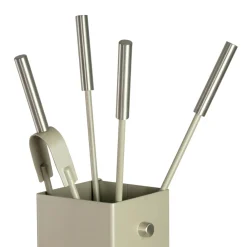 Viadurini Fire Design Kaminbesteck-Quadratischer Werkzeughalter aus Metall und 4 Zubehörteile, hergestellt in Italien – Iena