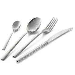 Viadurini Kitchen Besteck Set-Quadratisches Design Besteckset aus poliertem Edelstahl 24 teilig - Bumbun