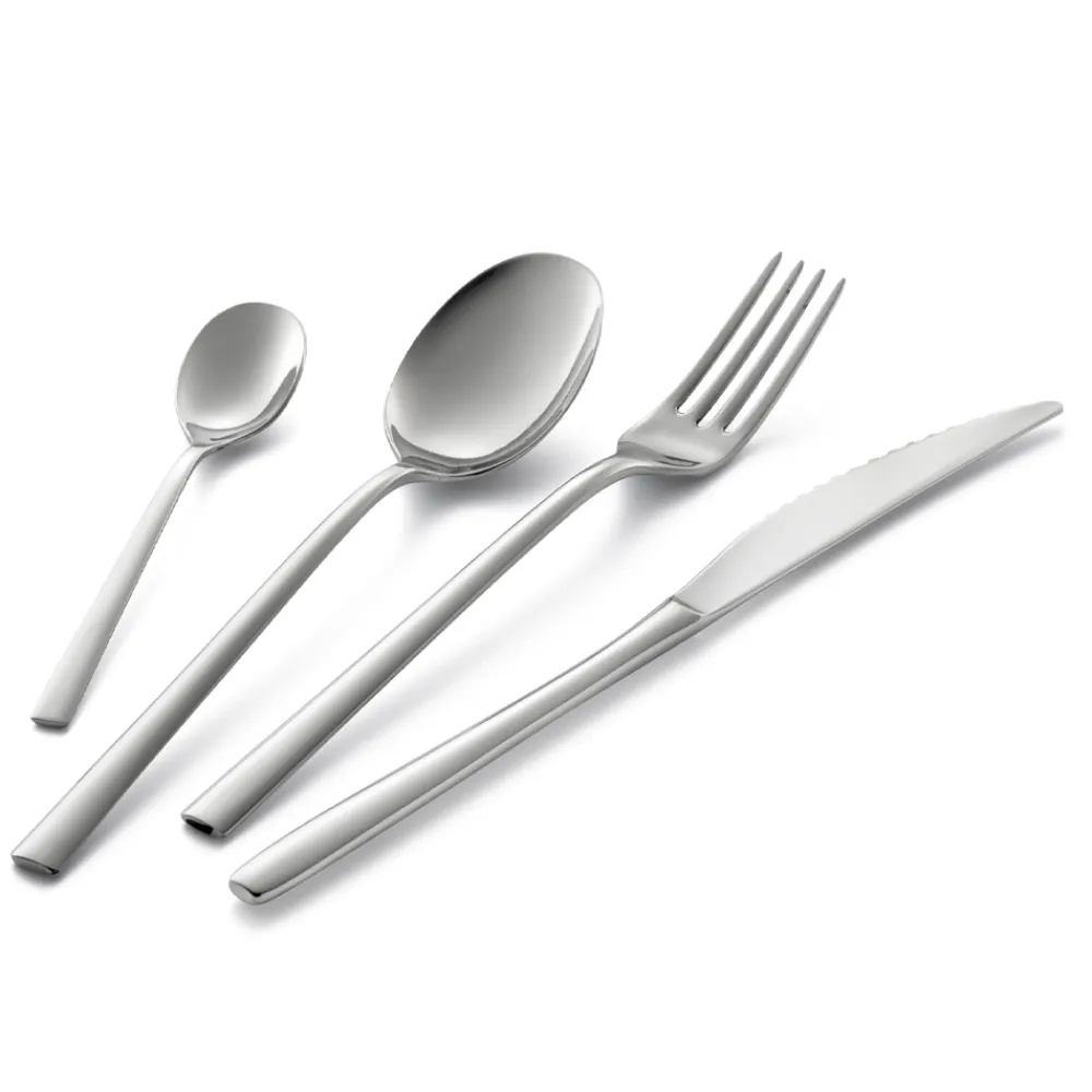 Viadurini Kitchen Besteck Set-Quadratisches Design Besteckset aus poliertem Edelstahl 24 teilig - Bumbun