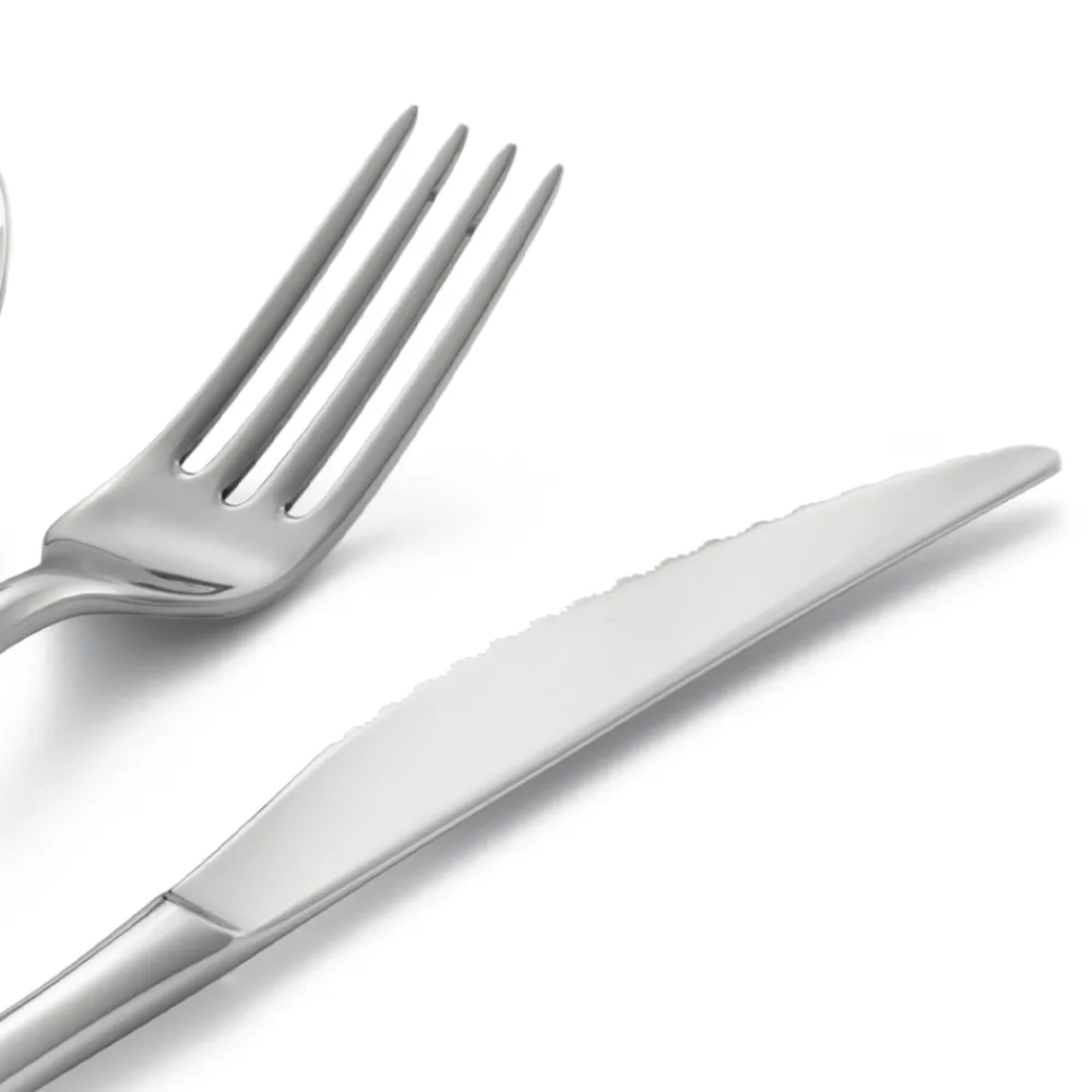 Viadurini Kitchen Besteck Set-Quadratisches Design Besteckset aus poliertem Edelstahl 24 teilig - Bumbun