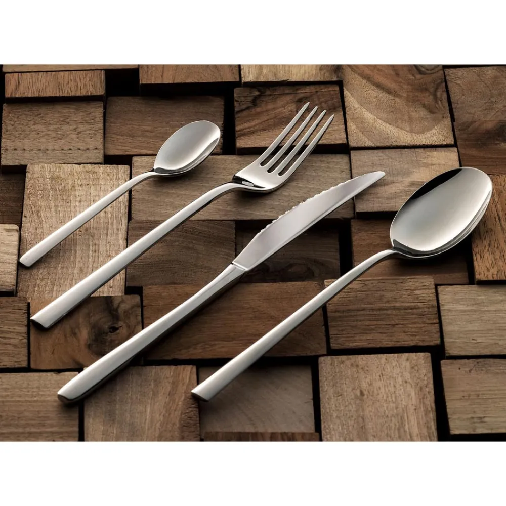 Viadurini Kitchen Besteck Set-Quadratisches Design Besteckset aus poliertem Edelstahl 24 teilig - Bumbun