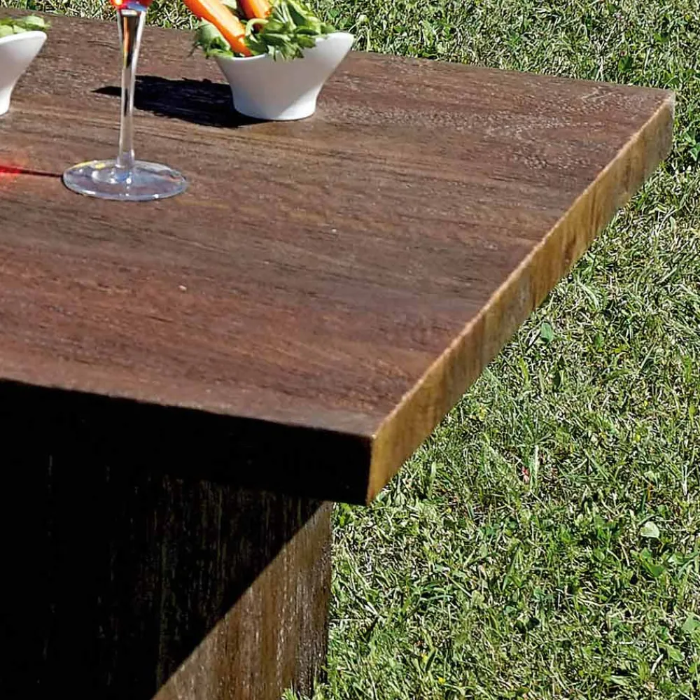 Viadurini in the Garden Garten Lounge Set-Rattan-Gartenlounge mit Couchtisch und Kissen aus Holz - Hugues