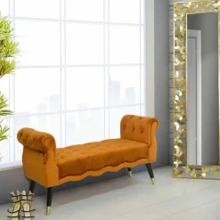 Viadurini Living Moderne Wohnzimmerbank-Rechteckige Bank aus Capitonnè-Stoff und Holz im modernen Design - Theodore